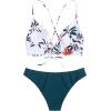 imageSweatyRocks Womens Sexy Bathing Suit Floral Print Cross Back Bikini Set SwimsuitsMulticolor Floral