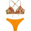 imageSweatyRocks Womens Sexy Bathing Suit Floral Print Cross Back Bikini Set SwimsuitsOrange Color
