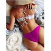 imageSweatyRocks Womens Sexy Bathing Suit Floral Print Cross Back Bikini Set SwimsuitsPurple and White