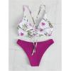 imageSweatyRocks Womens Sexy Bathing Suit Floral Print Cross Back Bikini Set SwimsuitsPurple and White