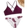 imageSweatyRocks Womens Sexy Bathing Suit Floral Print Cross Back Bikini Set SwimsuitsRed3