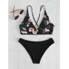 imageSweatyRocks Womens Sexy Bathing Suit Floral Print Cross Back Bikini Set SwimsuitsSolid Black
