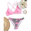 imageSweatyRocks Womens Sexy Bathing Suit Floral Print Cross Back Bikini Set SwimsuitsTropical Pink