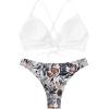 imageSweatyRocks Womens Sexy Bathing Suit Floral Print Cross Back Bikini Set SwimsuitsWhite