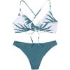 imageSweatyRocks Womens Sexy Bathing Suit Floral Print Cross Back Bikini Set SwimsuitsWhite Dusty Blue