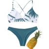 imageSweatyRocks Womens Sexy Bathing Suit Floral Print Cross Back Bikini Set SwimsuitsWhite Dusty Blue