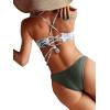 imageSweatyRocks Womens Sexy Bathing Suit Floral Print Cross Back Bikini Set SwimsuitsWhite Green