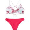 imageSweatyRocks Womens Sexy Bathing Suit Floral Print Cross Back Bikini Set SwimsuitsWhite Hot Pink