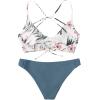 imageSweatyRocks Womens Sexy Bathing Suit Floral Print Cross Back Bikini Set SwimsuitsWhite1