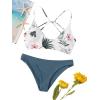 imageSweatyRocks Womens Sexy Bathing Suit Floral Print Cross Back Bikini Set SwimsuitsWhite1