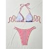 imageSweatyRocks Womens Striped Halter Triangle Bikini Sets High Cut Two Piece Bathing SuitMulticolor