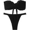 imageSweatyRocks Womens Two Piece Swimsuit Strapless Ruffle Knot Front Bandeau Bikini Set Thong Bathing SuitsBlack