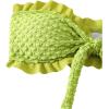 imageSweatyRocks Womens Two Piece Swimsuit Strapless Ruffle Knot Front Bandeau Bikini Set Thong Bathing SuitsLime Green