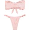 imageSweatyRocks Womens Two Piece Swimsuit Strapless Ruffle Knot Front Bandeau Bikini Set Thong Bathing SuitsPink