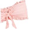 imageSweatyRocks Womens Two Piece Swimsuit Strapless Ruffle Knot Front Bandeau Bikini Set Thong Bathing SuitsPink