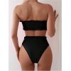 imageSweatyRocks Womens Two Piece Swimsuit Strapless Ruffle Knot Front Bandeau Bikini Set Thong Bathing SuitsSolid Black