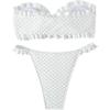 imageSweatyRocks Womens Two Piece Swimsuit Strapless Ruffle Knot Front Bandeau Bikini Set Thong Bathing SuitsWhite