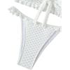 imageSweatyRocks Womens Two Piece Swimsuit Strapless Ruffle Knot Front Bandeau Bikini Set Thong Bathing SuitsWhite