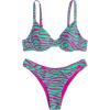 imageSweatyRocks Womens 2 Piece Swimsuit Zebra Stripe Push Up Bikini SetsPink and Green