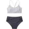 imageSweatyRocks Womens Bathing Suits Striped Criss Cross Bikini Set High Waisted SwimsuitsDark Grey