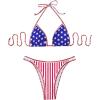 imageSweatyRocks Womens Striped Halter Triangle Bikini Sets High Cut Two Piece Bathing SuitMulticolor