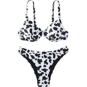 imageSweatyRocks Womens 2 Piece Swimsuit Zebra Stripe Push Up Bikini SetsBlack and White