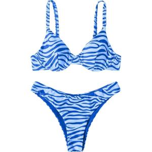 imageSweatyRocks Womens 2 Piece Swimsuit Zebra Stripe Push Up Bikini SetsBlue