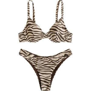 imageSweatyRocks Womens 2 Piece Swimsuit Zebra Stripe Push Up Bikini SetsMulticolor