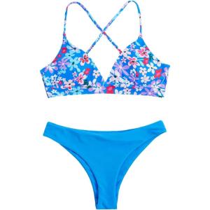imageSweatyRocks Womens Sexy Bathing Suit Floral Print Cross Back Bikini Set SwimsuitsRoyal Blue Floral