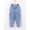 imageSweatyRocks Boys Drawstring High Waisted Loose Tapered Cargo Jeans with PocketsLight Wash