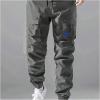 imageSweatyRocks Boys High Waisted Cargo Pants Drawstring Casual Long Joggers Trousers with PocketsGrey
