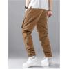 imageSweatyRocks Boys High Waisted Cargo Pants Drawstring Casual Long Joggers Trousers with PocketsKhaki