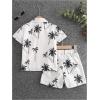 imageSweatyRocks Boys Summer Vacation Outfits Button Down Shirt and Shorts 2 Piece SetsApricot