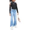 imageSweatyRocks Girls Mock Neck Long Sleeve Ribbed Knit Top Criss Cross Cut Out Tee ShirtBlack