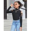imageSweatyRocks Girls Mock Neck Long Sleeve Ribbed Knit Top Criss Cross Cut Out Tee ShirtBlack