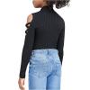 imageSweatyRocks Girls Mock Neck Long Sleeve Ribbed Knit Top Criss Cross Cut Out Tee ShirtBlack