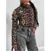 imageSweatyRocks Girls Mock Neck Long Sleeve Ribbed Knit Top Criss Cross Cut Out Tee ShirtMulticolor