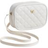 imageSweatyRocks Girls PU Leather Zipper Crossbody Bag Butterfly Decor Solid Shoulder Bag Mini Square BagWhite