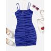 imageSweatyRocks Girls Spaghetti Strap Solid Ruched Slim Fitted Cami Short DressBlue