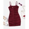 imageSweatyRocks Girls Spaghetti Strap Solid Ruched Slim Fitted Cami Short DressBurgundy