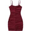 imageSweatyRocks Girls Spaghetti Strap Solid Ruched Slim Fitted Cami Short DressBurgundy