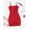 imageSweatyRocks Girls Spaghetti Strap Solid Ruched Slim Fitted Cami Short DressRed