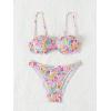 imageSweatyRocks Womens 2 Piece Bathing Suit Floral Print Spaghetti Strap Frilled Bikini Set SwimsuitMulticolor