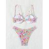 imageSweatyRocks Womens 2 Piece Bathing Suit Floral Print Spaghetti Strap Frilled Bikini Set SwimsuitMulticolor