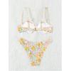 imageSweatyRocks Womens 2 Piece Bathing Suit Floral Print Spaghetti Strap Frilled Bikini Set SwimsuitYellow