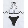 imageSweatyRocks Womens 2 Piece Bathing Suit Lace Up Halter Triangle Bikini Asymmetrical Waist High Cut SwimsuitBlack