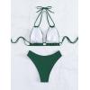 imageSweatyRocks Womens 2 Piece Bathing Suit Lace Up Halter Triangle Bikini Asymmetrical Waist High Cut SwimsuitDark Green