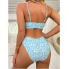 imageSweatyRocks Womens 2 Piece Bikini Set Ditsy Floral Print High Cut Bathing Suit BeachwearBlue White
