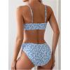 imageSweatyRocks Womens 2 Piece Bikini Set Ditsy Floral Print High Cut Bathing Suit BeachwearBlue and White