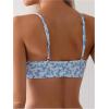 imageSweatyRocks Womens 2 Piece Bikini Set Ditsy Floral Print High Cut Bathing Suit BeachwearBlue and White